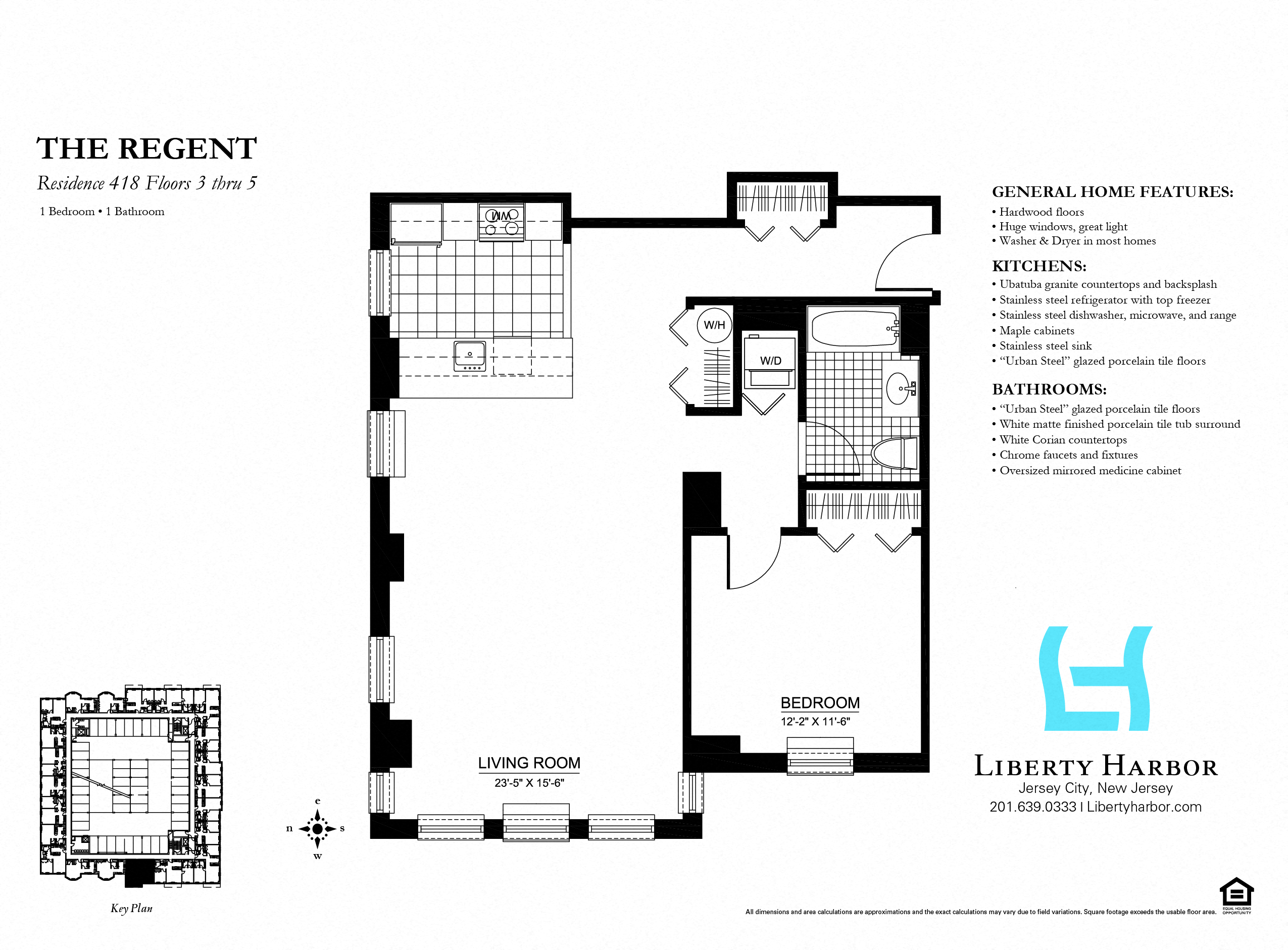 Floor plan for 1 bed, 1 bath, 789 sqft